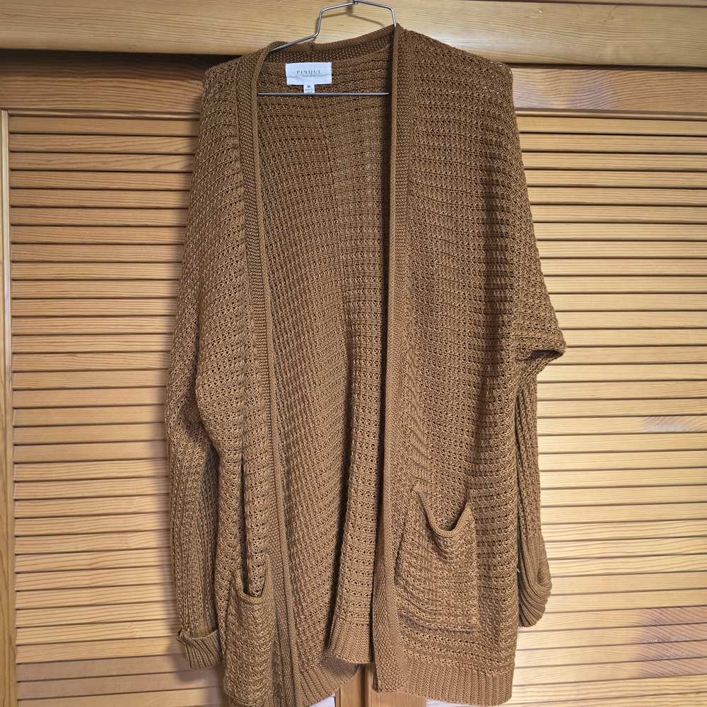 Cozy Tan Open-Front Cardigan